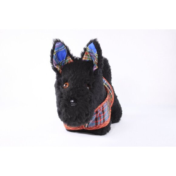 Vintage Black Scottie plush toy, Weston terrier handmade ca 1960s kids toy, - Picture 5 of 9